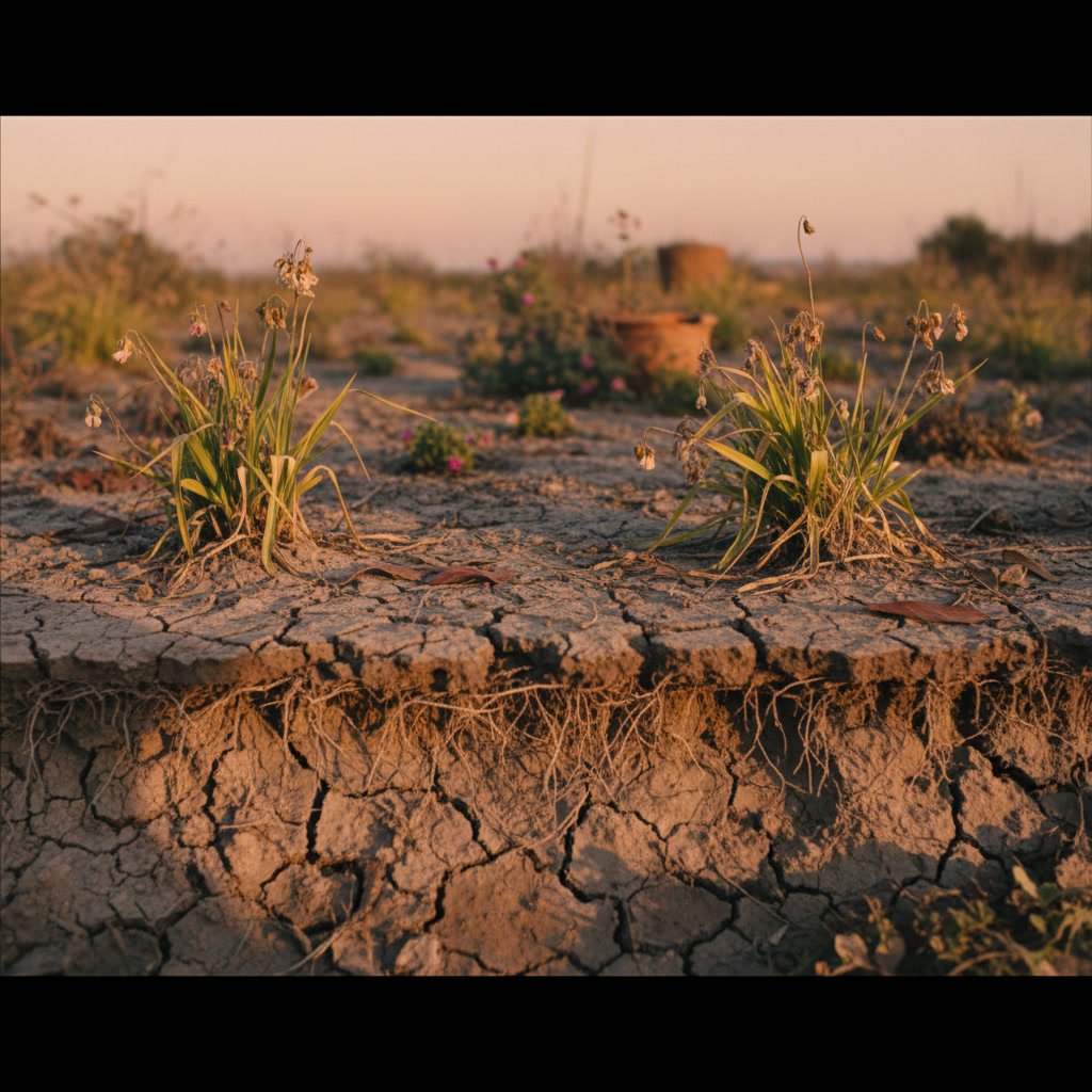 Shallow tree roots caused by compacted soil and poor biology