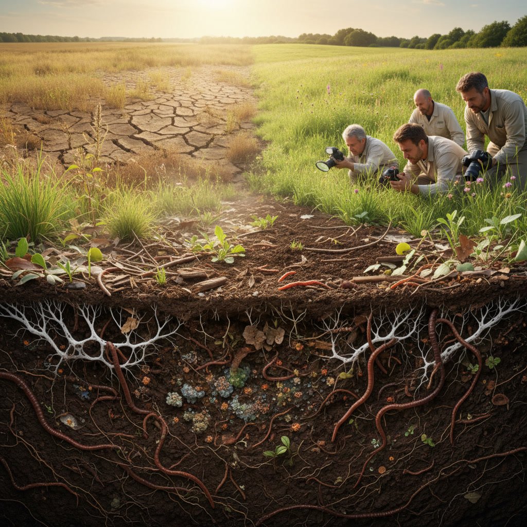 Healthy landscape with thriving trees and restored soil biology in Southern California