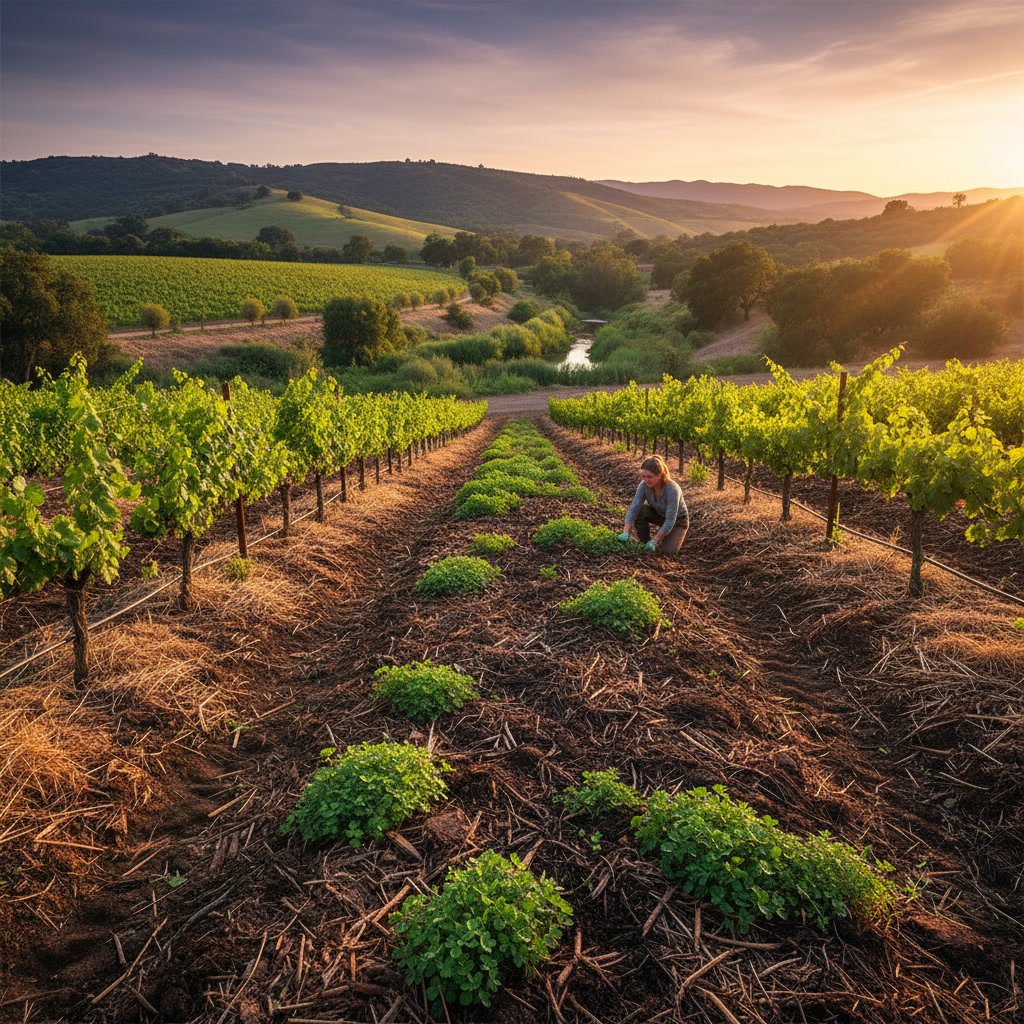 Healthy soil with thriving biology and visible water retention in Southern California landscape